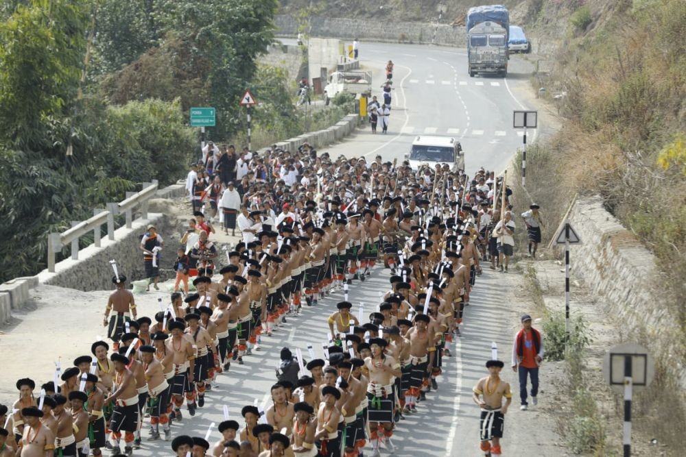 Golden Jubilee Monolith stone pulling ceremony of Sakraba Youth Organization (SYO) held at Sakraba in Phek district.